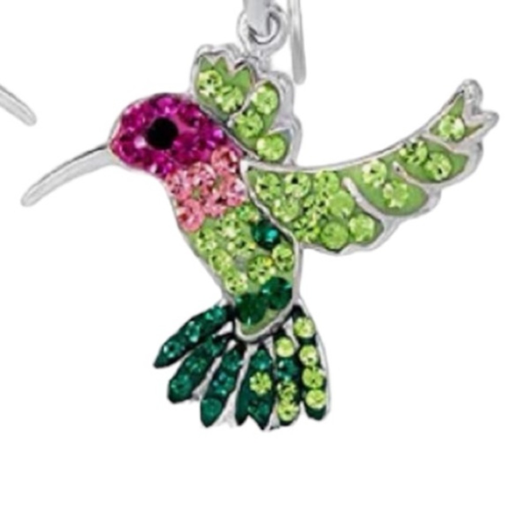 Silver Pink & Green Crystal Hummingbird Earrings Fairycore Whimsigoth
C3 - Picture 6 of 6